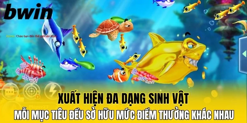 Sảnh game xuất hiện đa dạng sinh vật
